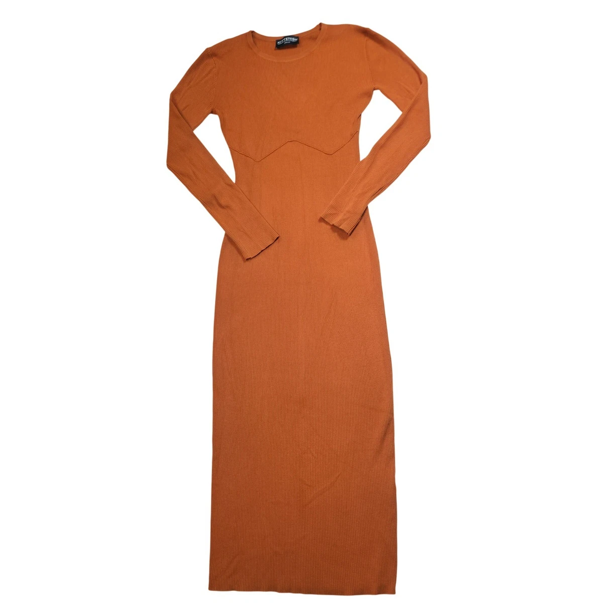 knee length dresses for ladies Long sleeve draped Crepe gown with slit – MARMAR HALIM FASHION DESIGN LLC main image 1