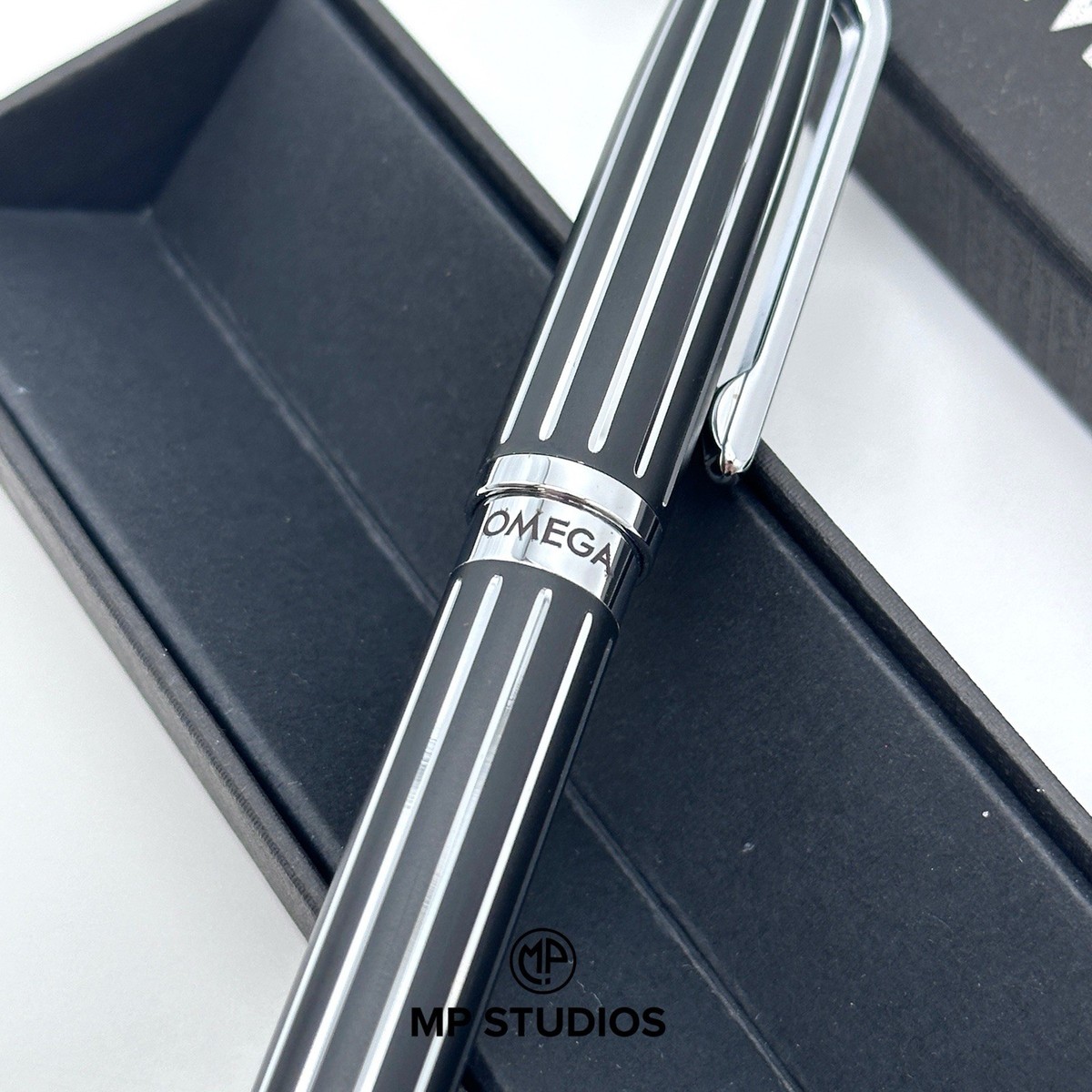 Omega Black & Silver Striped Rollerball Pen AD VIP Gift | eBay