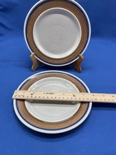 Vintage Blue Metlox Poppytrail Vernon Bandero 2pc Stoneware 7 3/4" Salad Plates