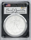 2021 SILVER EAGLE TYPE 2 FIRST PRODUCTION PCGS MS70 EMILY DAMSTRA SIGNED FLAG