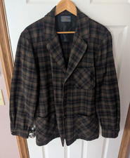 VTG 50's 60 s Pendleton Shadow Plaid Board Shirt Jacket Wool Brown Red Medium
