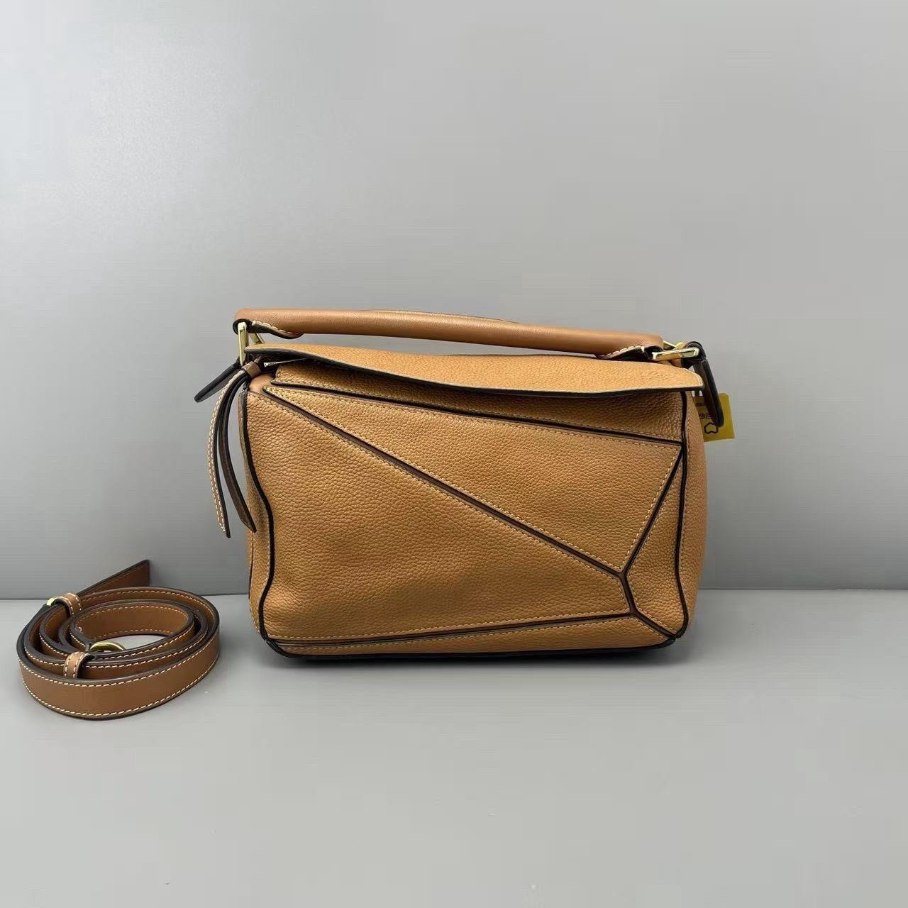 Authentic Pre-owned Loewe Tan Grained Leather Puzzle Small Shoulder Bag