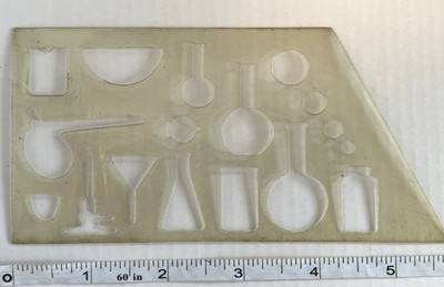 Scientific Stencil Template with Beakers, Test Tubes,  etc.