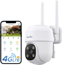 4G LTE Outdoor 360  PTZ Security Camera   2K Night Vision, 2-Way Audio, SD Stora