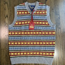 NWT Mens Abercrombie & Fitch Wool Blend Sweater Vest Grey Nordic Christmas M