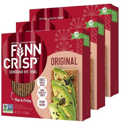 Finn Crisps Original Rye Crispbread 7oz Thin Crispy Rye Flatbread Crackers