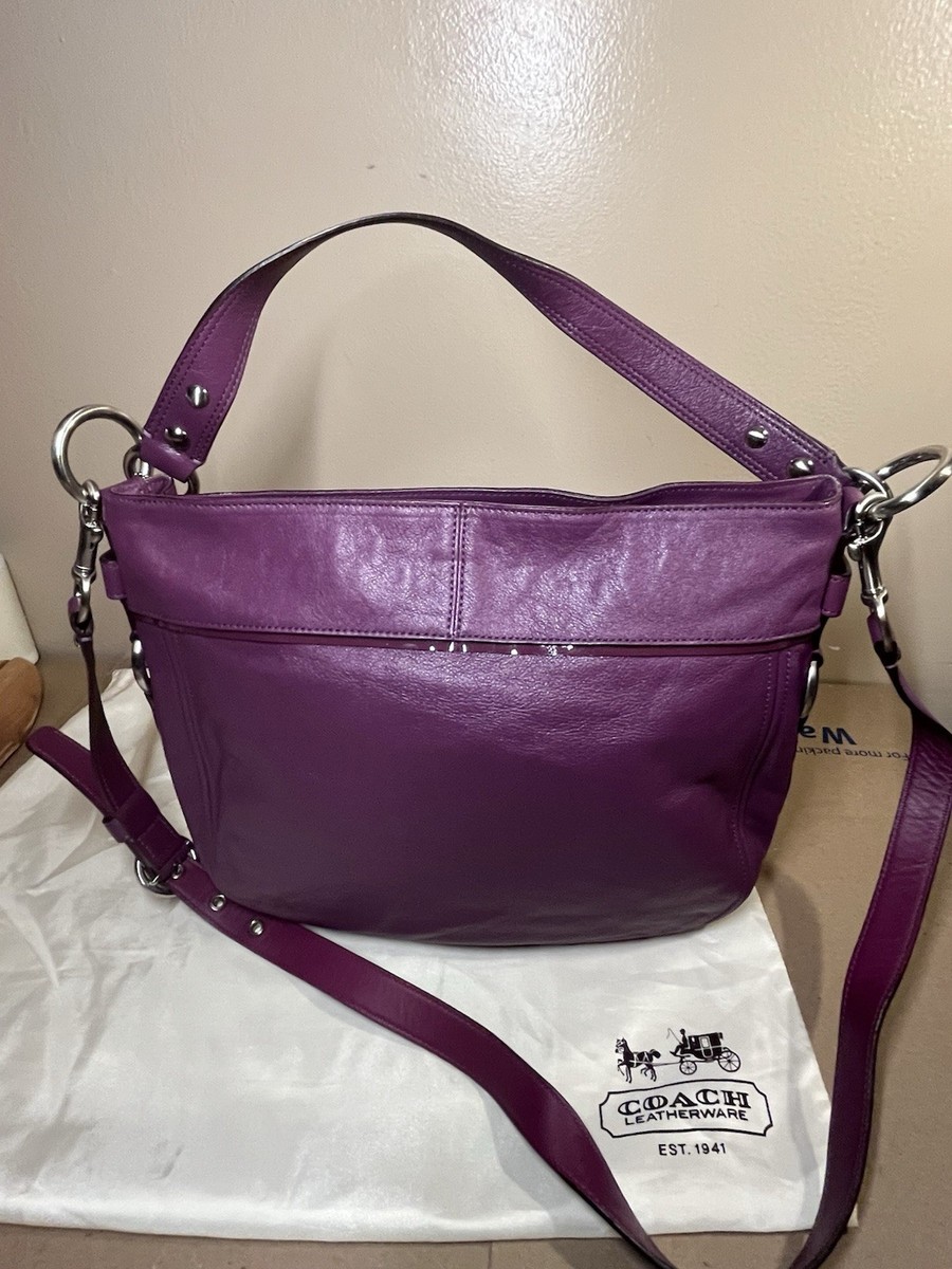 Authentic Coach Zoe Studded Leather Hobo Bag – Purple (F15237) | eBay