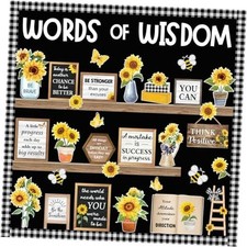 57 Pcs Bulletin Board Set Inspirational Flower Bulletin Board Sunflower