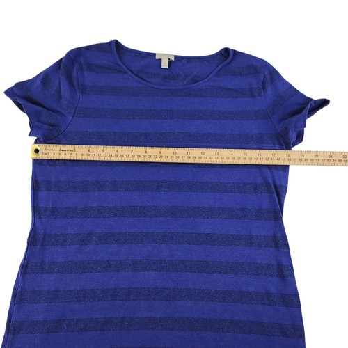 Camicia blu a righe donna PM media petite orizzontale scintillante scintillante cappuccio manica - Foto 9 di 12