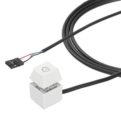 PC Power Button Extention with 70'' Black Cable External Power Switch, White