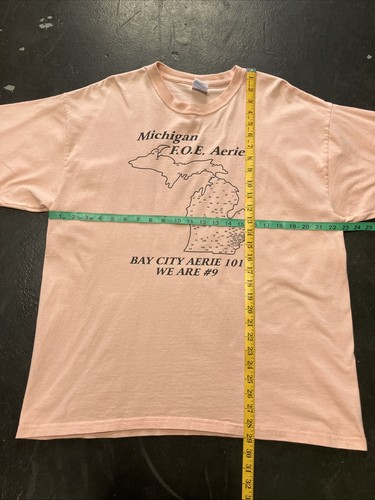 Camisa De Colección Años 90 Bay City FOE Eagles Club Michigan Aeries Mapa de Ubicación Rosa XL - Imagen 7 de 9