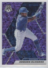 2021 Panini Mosaic Rookie Quick Pitch Purple Prizm 25/50 Edward Olivares fm0