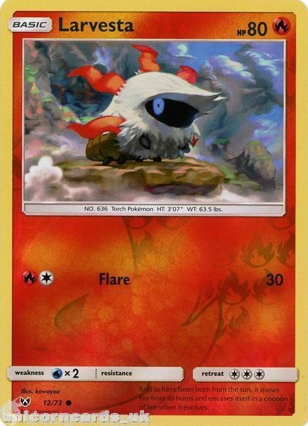 12/73 Larvesta Reverse Holo Mint Pokemon Card [Shining Legends]