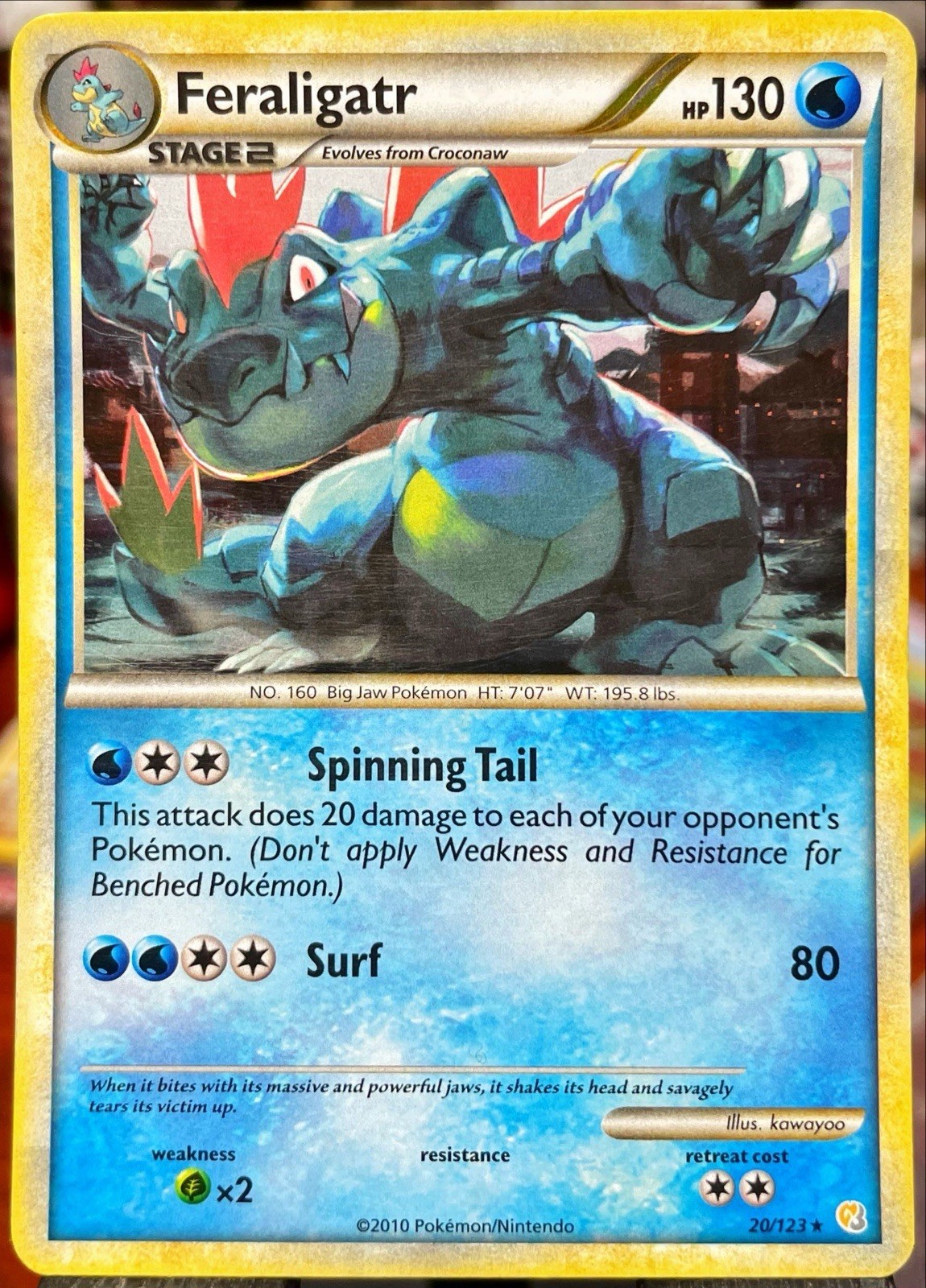 Feraligatr - 20/123 - Rare Holo Pokemon HeartGold SoulSilver LP 🔥