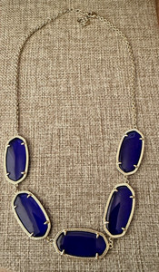 Kendra Scott Noelle Five Stone Necklace Gold Tone Cobalt Blue