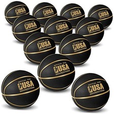 Official Size Basketball Size 7 Black Gold Printed Rubber Basketball with 6
