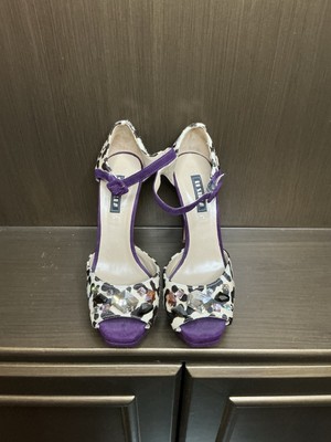 Le Silla Purple Velvet Animal Print Heels