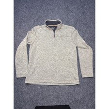 GH Bass Mens Quarter Zip Pullover Sweater Tan Heather Marl Fleece Size M PC-757