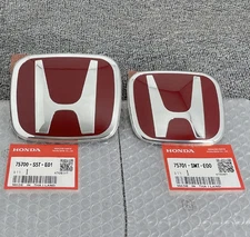 2PCS Front Rear Badge Red H Emblem Logo For Honda Accord Sedan LX EX LX-P 4Dr