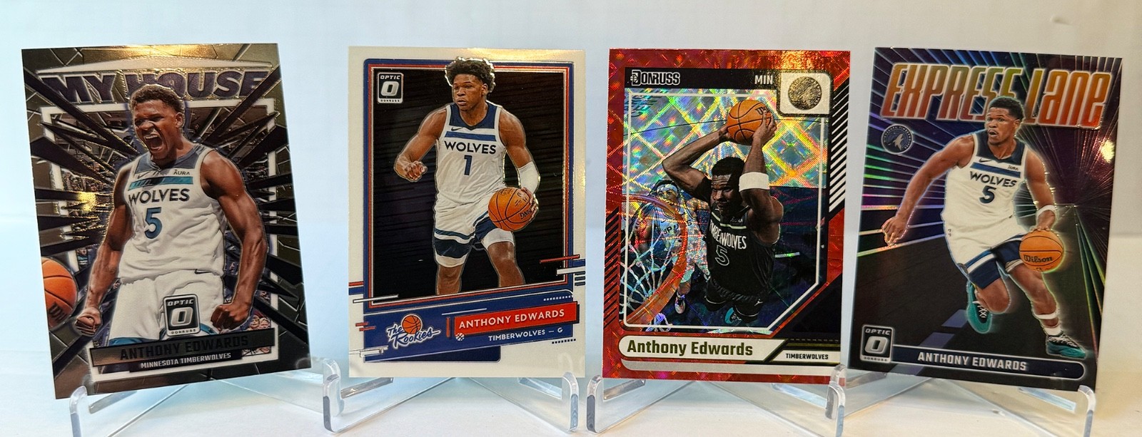 5 Anthony Edwards Optic Cards: 2 Rookies, 2 Parallels, 3 Inserts
