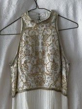 A.J Bari Silk long Custom dress Ivory Size 4