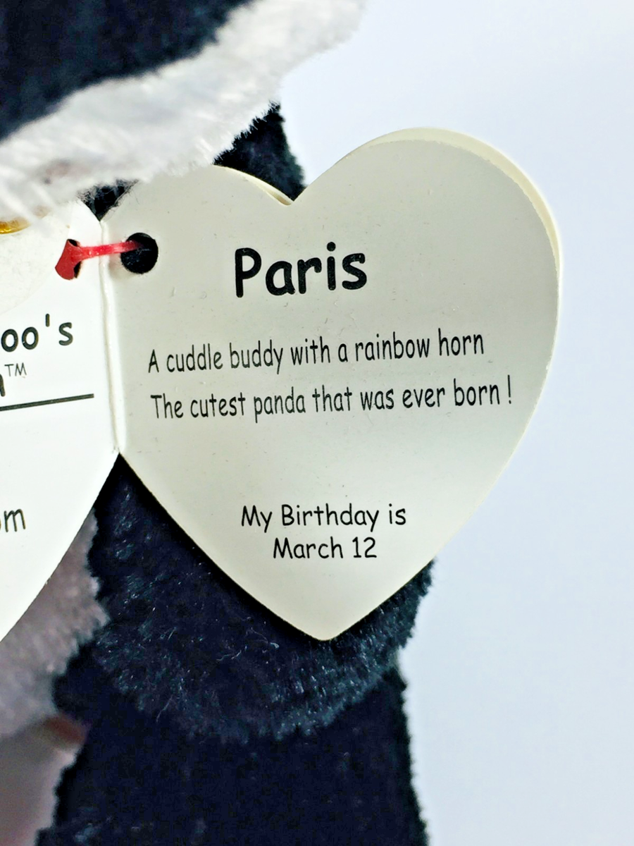 Ty Beanie Boos 36307 Paris The Black and White Panda With Horn Boo