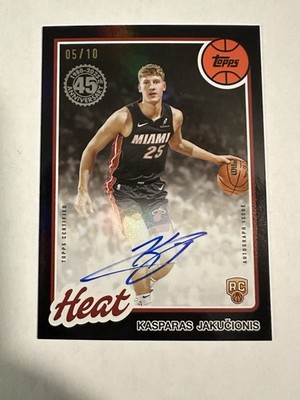 2025 Topps NBA #80B2R-KJ Kasparas Jakucionis Auto Black /10  Heat Rookie RC