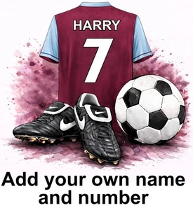 Aston Villa Personalised Football Shirt Boots Self Adhesive Vinyl Sticker