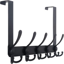 over the Door Hook,Door Hanger Hook Rack with 5 Tri Hooks for Hanging Coats,Over