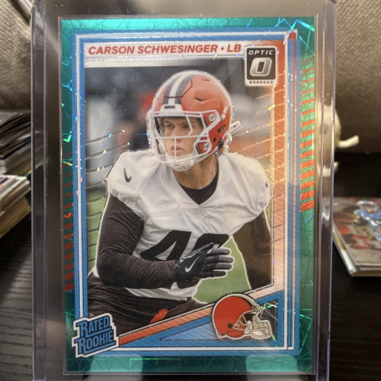 2025 Panini Donruss Teal Velocity Optic Carson Schwesinger Prizm #217
