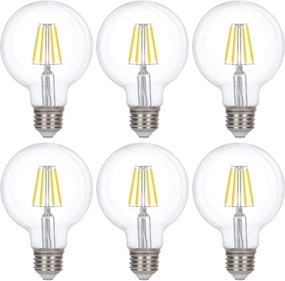 SIMBA LIGHTING [6 Pack] LED Filament G25 Globe 6W 60W Equivalent 120V Dimmable E26 White 4000K