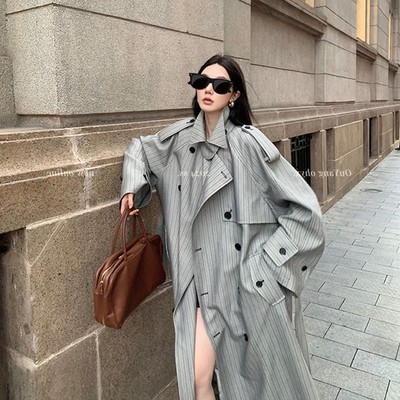 ジャケット・アウター stein DOUBLE LAPELLED TRENCH COAT S stein Black Oversized Double Breasted Trench Coat Steinhausen