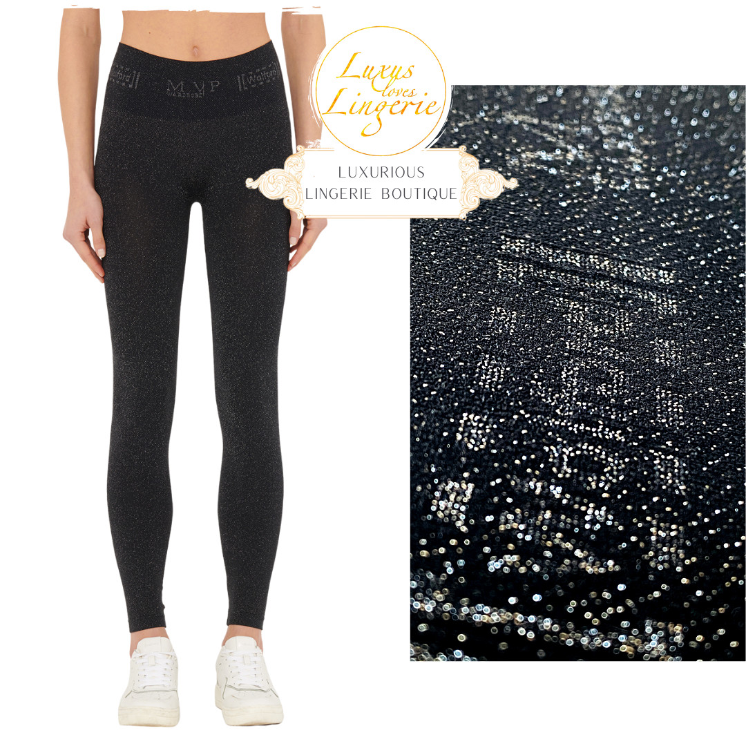 Metallic Leggings by Wolford XS Black Silver Shiny Pants MVP Collaboration