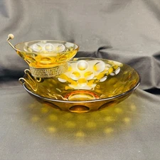 Vintage Hazelware Mid-Century El Dorado Pattern 3 Pc Chip & Dip Bowl