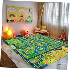 Car Rug Play Mat,Road Rug Kid Play Mat,Playroom Toy Car Mat, Kids Carpet City