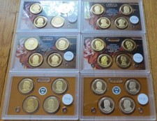2007 2008 2009 2010 2011 2013 U.S. Mint 24 Presidential Proof Dollar No Box/COA