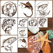 YHSLMH Reusable Fishing Stencils- Large Fisherman Templates for Painting on Wood