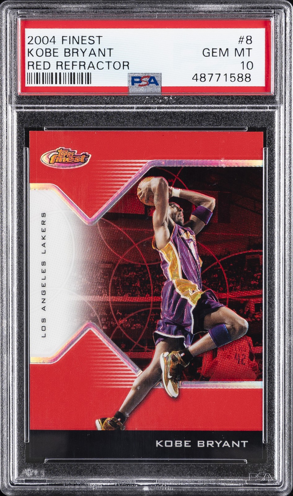 2004 FINEST RED REFRACTOR #8 KOBE BRYANT #/149 PSA 10