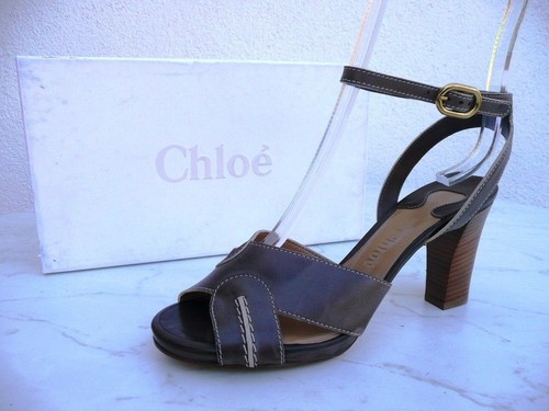 Chloé, CHLOÉ Sandalettes Heels Chaussures Moka Neu Ancien Prix Conseillé 365€