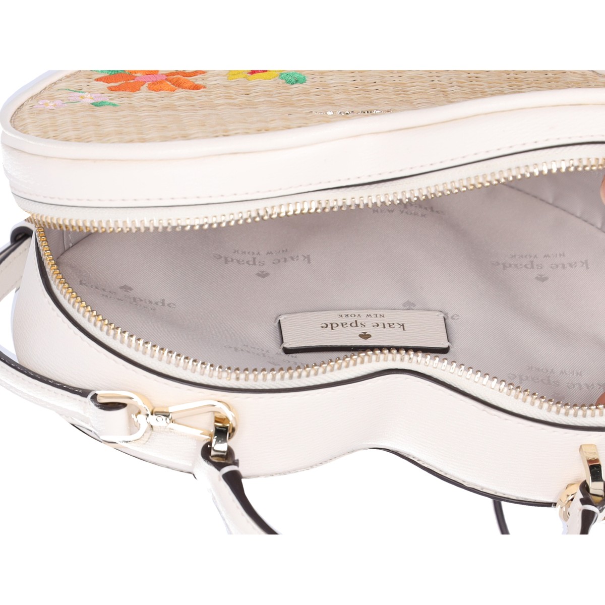 Kate Spade Love Shack Rattan Heart Purse Flowers Embroidered