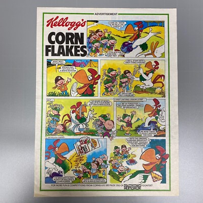 KELLOGG'S Corn Flakes Comic Strip Cornelius 1997 Vintage Retro Werbung