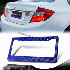 1pcs Carbon Fiber Look Painted Jdm Style Blue License Plate Frame For Subaru