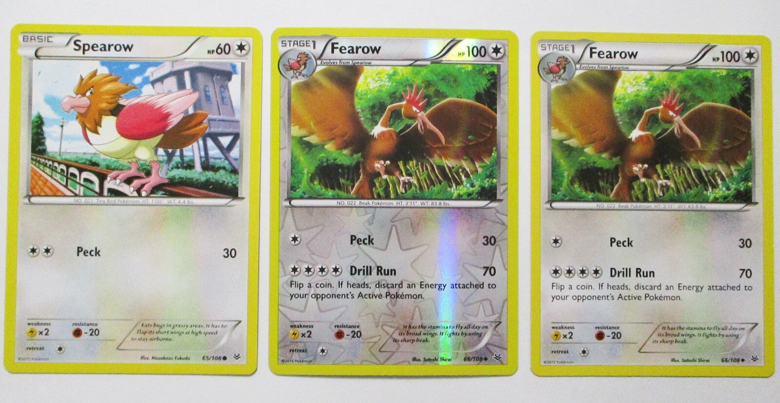 Spearow 65/108 Fearow 66/108 Non & Reverse Holo Roaring Skies 3 Pokemon Card