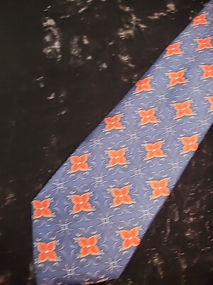 New Cape Cod Neckwear Mens Neck Tie Blue Red Floral Gold Accent Keeper Suit