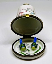 CAJA LIMOGES FRANCIA -CHAMART- CAMPANA DE BODA - FLORES DE LIRIO DEL VALLE Y PÁJAROS 3D