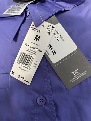 Reebok x Cardi B Top Womens Medium Button Up Shirt Purple Vibe