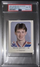 1981 OILERS RED ROOSTER SHORT HAIR #99 WAYNE GRETZKY HOF PSA 8