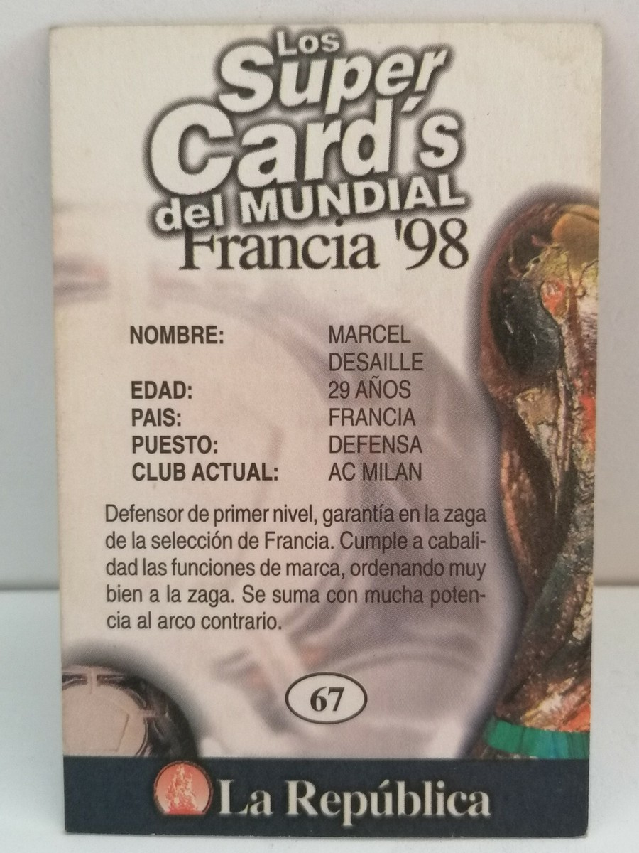 FRANCE 98 Card #67 MARCEL DESAILLY, 1998 FIFA WORLD CUP TCG Peru