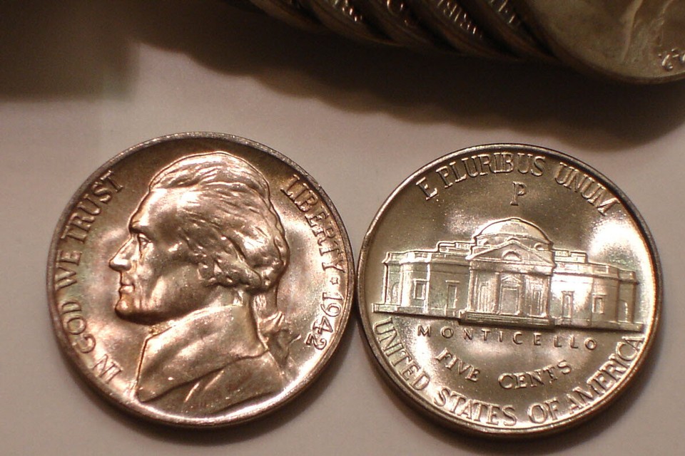 40 Pc Roll of 1942P SILVER Wartime Nickels Original GEM BU put Away in