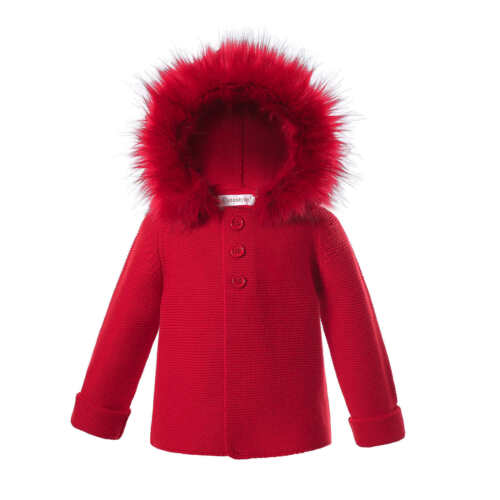 Baby Mädchen Weihnachtspullover Mantel + Kunstfell Herbst Winter warme Oberbekleidung rot USA - Bild 1 von 11
